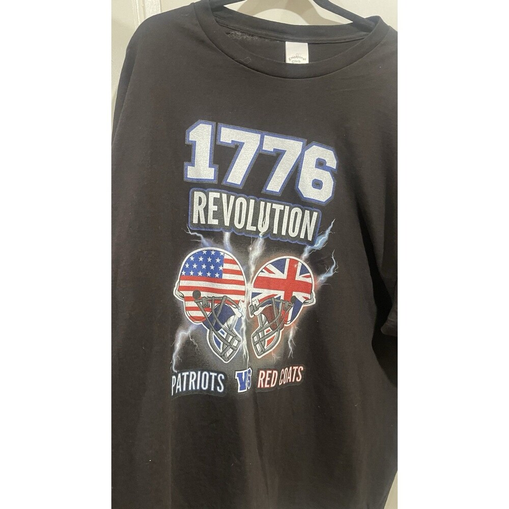 1776 Revolution Patriots vs Red Coats Graphic T-Shirt XXXL Black USA Flag Tee